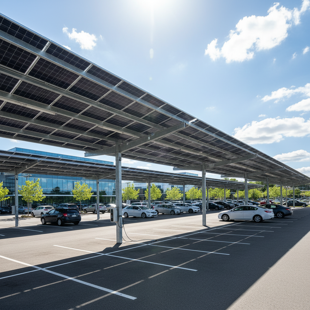 Ombriere solaire photovoltaique parking